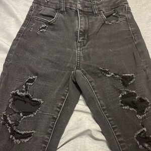 Distressed Black Denim Jeans